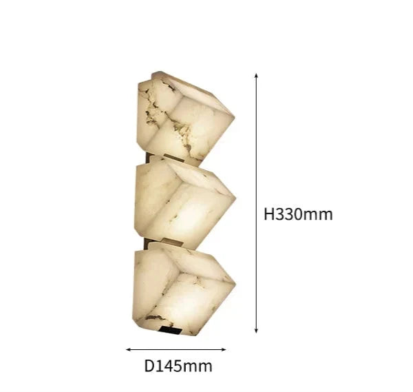 Genuine Alabaster Block Wall Sconce Black | 1 2 or 3 Stone Blocks Hallway Light 2700k Led Casalola Lights Luxury Lamps