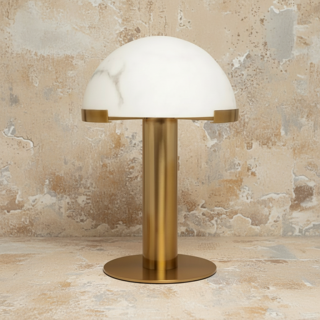 Brass & Marble Dome Table Lamp 50cm | Modern Sculptural Lighting for Bedroom Living Room Casalolalights Luxury Lamps