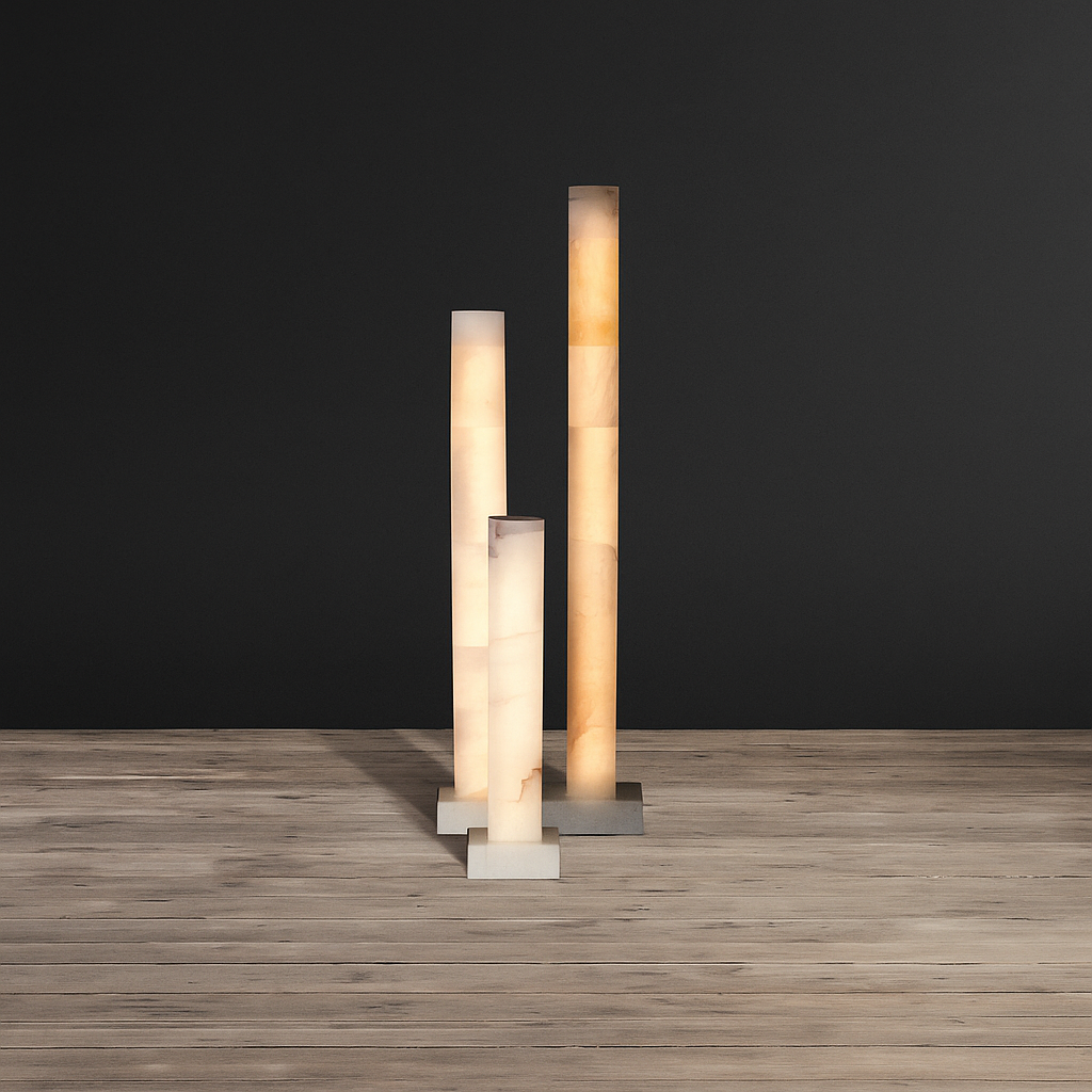 Alabaster Floor Lamp for Living Room and Bedroom | Small to Large Stone Column Modern Dimmable Option Casalola Lights