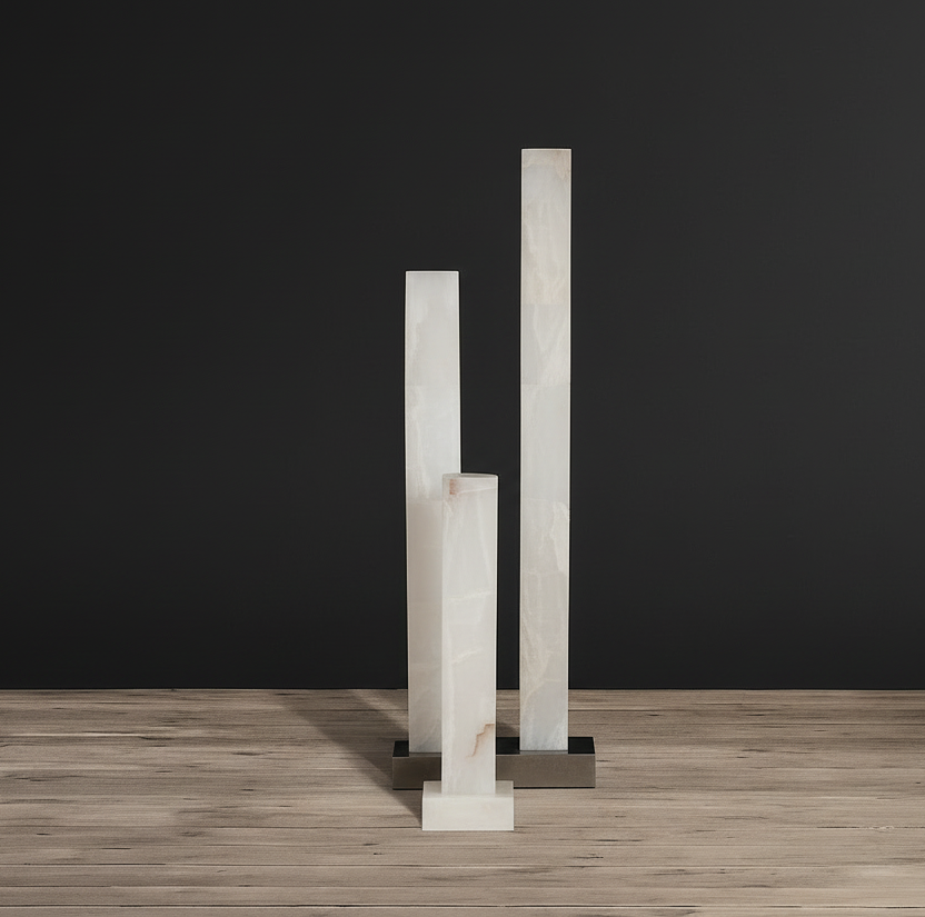 Alabaster Floor Lamp for Living Room and Bedroom | Small to Large Stone Column Modern Dimmable Option Casalola Lights