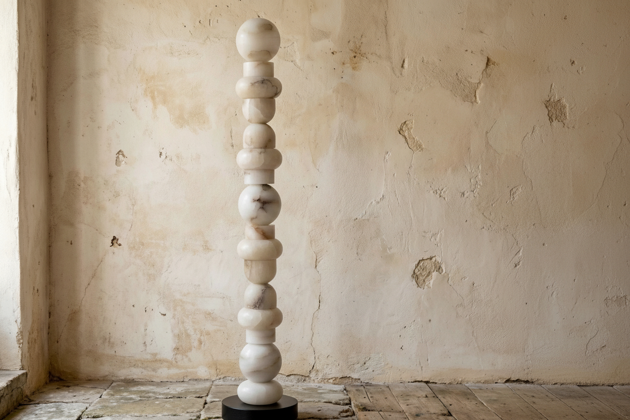 Solid Alabaster Totem Floor Lamp | Organic Sculptural Design | Hand-carved Natural Stone Column 170cm Casalolalights