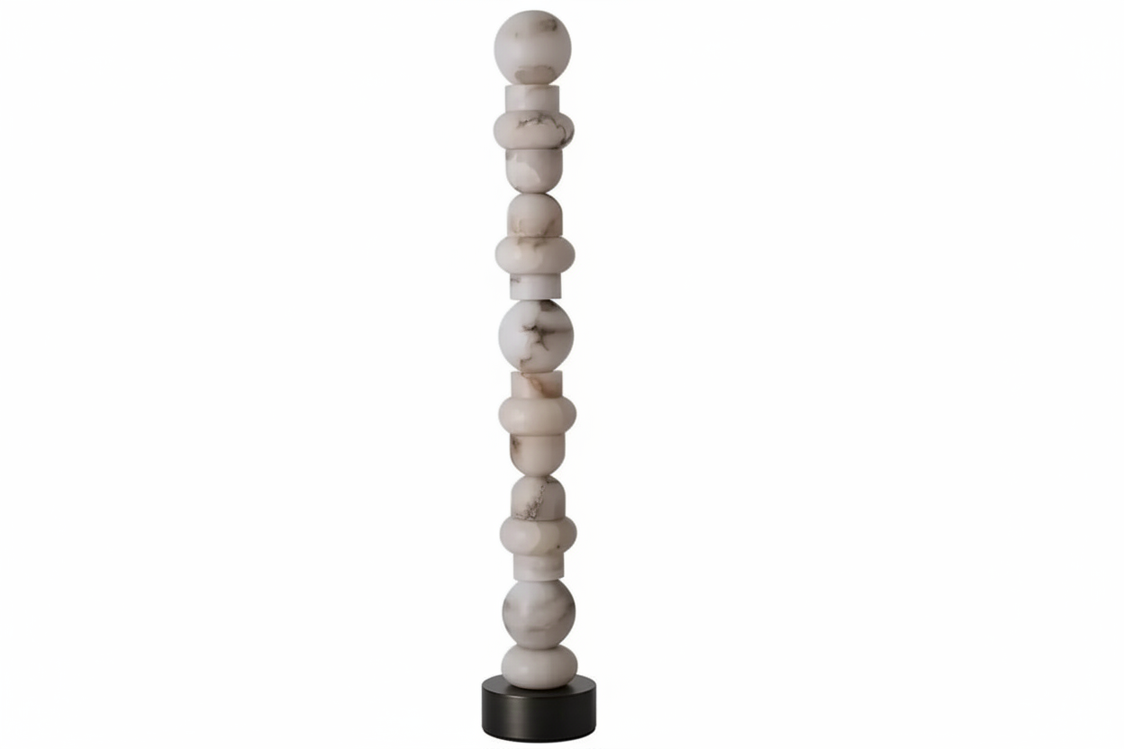 Solid Alabaster Totem Floor Lamp | Organic Sculptural Design | Hand-carved Natural Stone Column 170cm Casalolalights