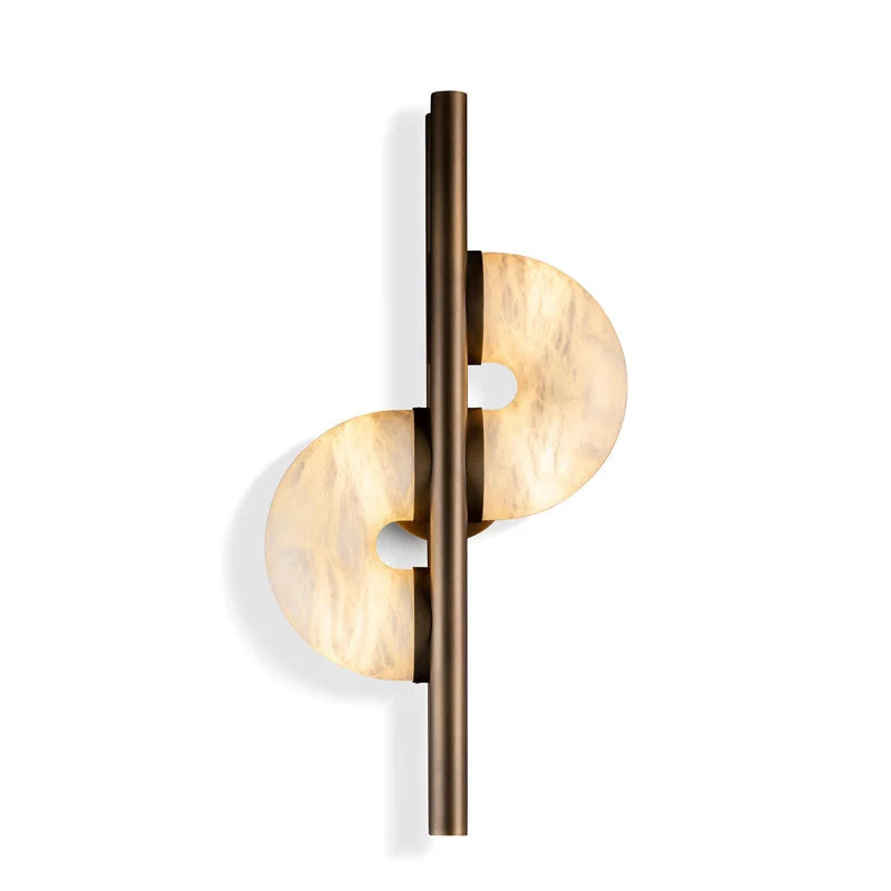 Large Genuine Alabaster Disc Wall Sconce Brass | Living Room Feature Light Stair Landing 60cm Casalola Lights Luxury