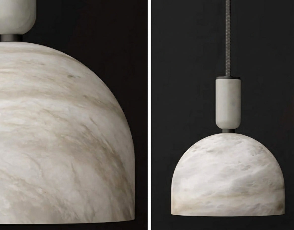 Spanish Alabaster Dome Pendant Light for Kitchen Island or Vanity | 14 Cm (5.5″) 18 (7.1″) Wide Casalola Lights Luxury