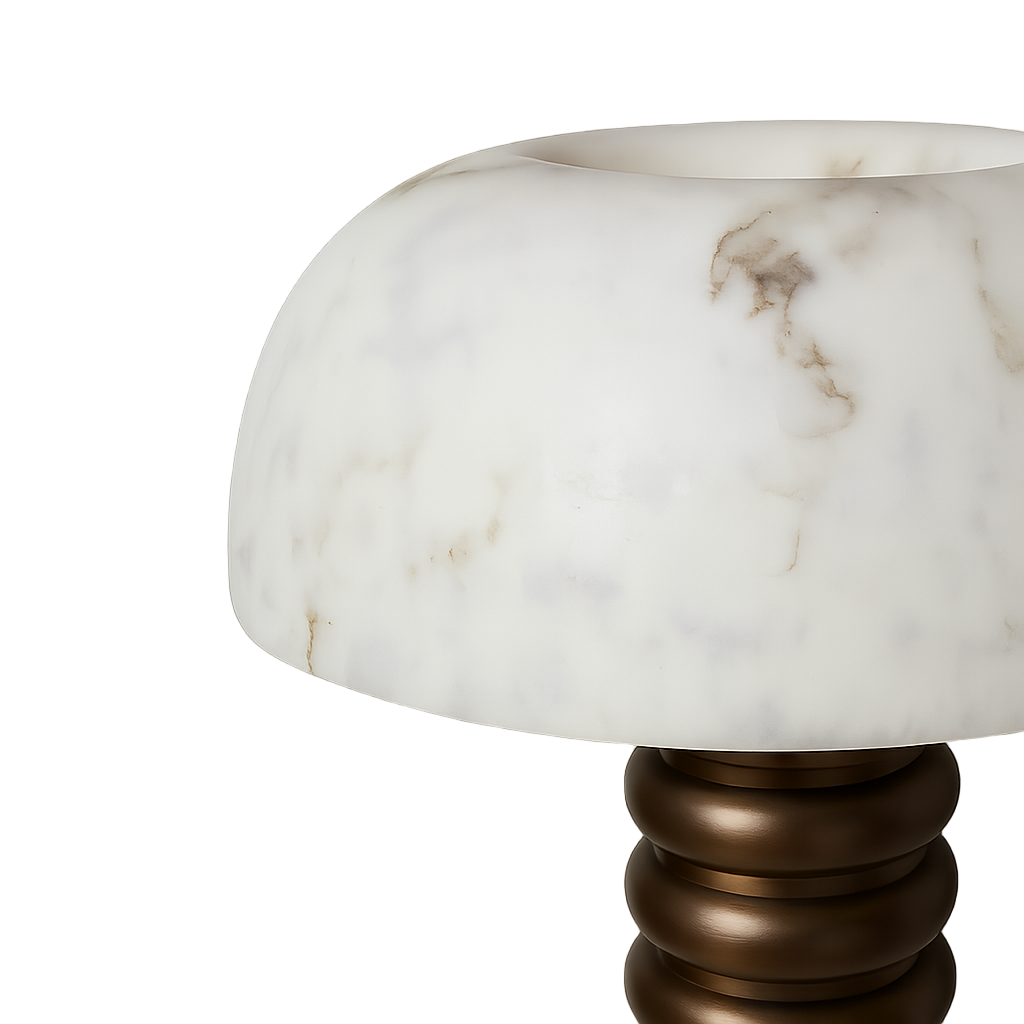 Alabaster Dome Table Lamp for Console and Living Room | Tiered Bronze Base Art Deco 39 Cm Casalola Lights Luxury Lamps
