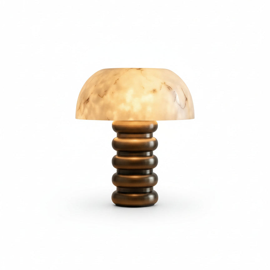 Alabaster Dome Table Lamp for Console and Living Room | Tiered Bronze Base Art Deco 39 Cm Casalola Lights Luxury Lamps