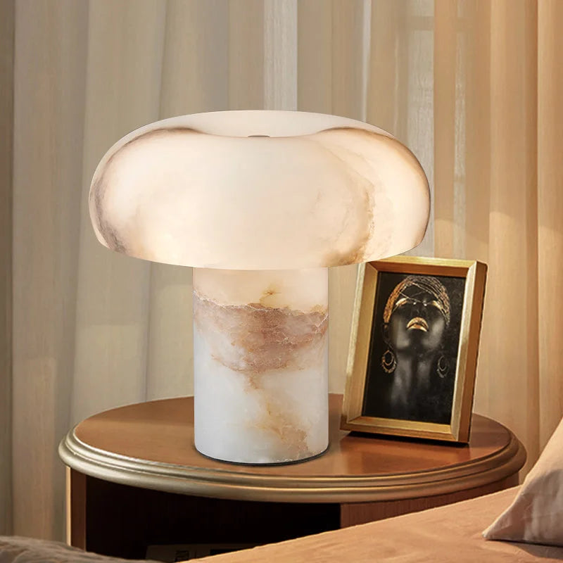 Alabaster Dome Table Lamp | Sculptural Designer Accent Light