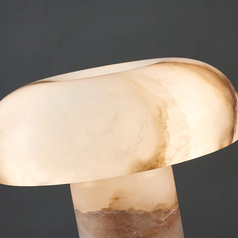 Natural marble veining on a domed lamp