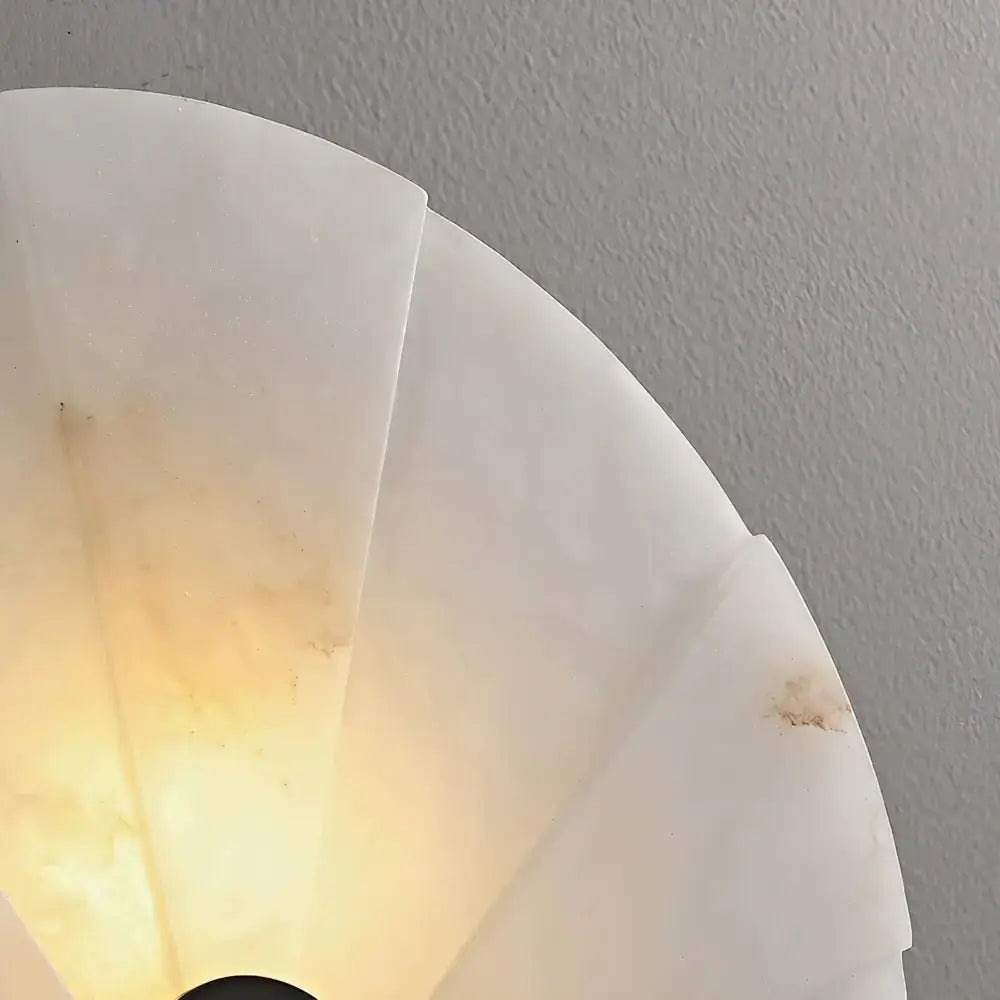 Fan-shaped Alabaster Wall Sconce – Sculptural Modern Accent - Sconces