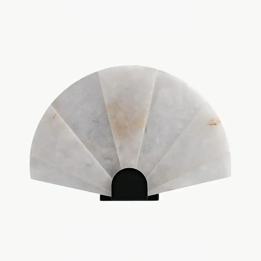 Fan-shaped Alabaster Wall Sconce – Sculptural Modern Accent - Sconces