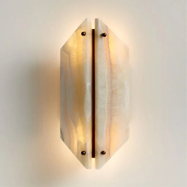 Marble Geometric Wall Light with Copper – Modern Stone Sconce 35 Cm Casalolalights Luxury Lamps for Interior Designers
