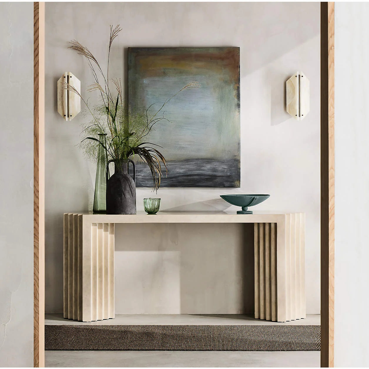 Marble geometric wall sconce full view