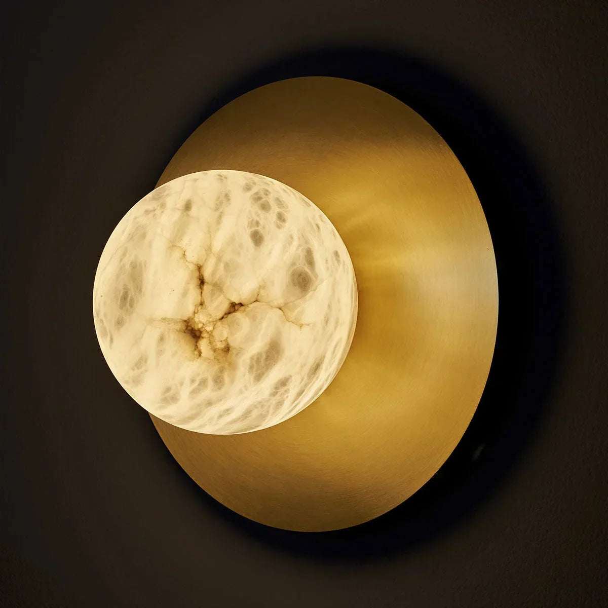 Genuine Alabaster Globe Wall Sconce Brass Disc | 3 Sizes Bedside Pair Hallway Light G9 2700k Casalola Lights Luxury