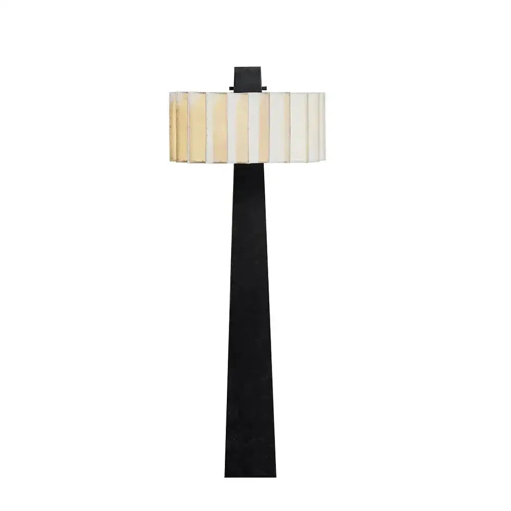 Luxury Floor Lamp for Living Room - Marble Lampshade & Black Iron Base - Lamps
