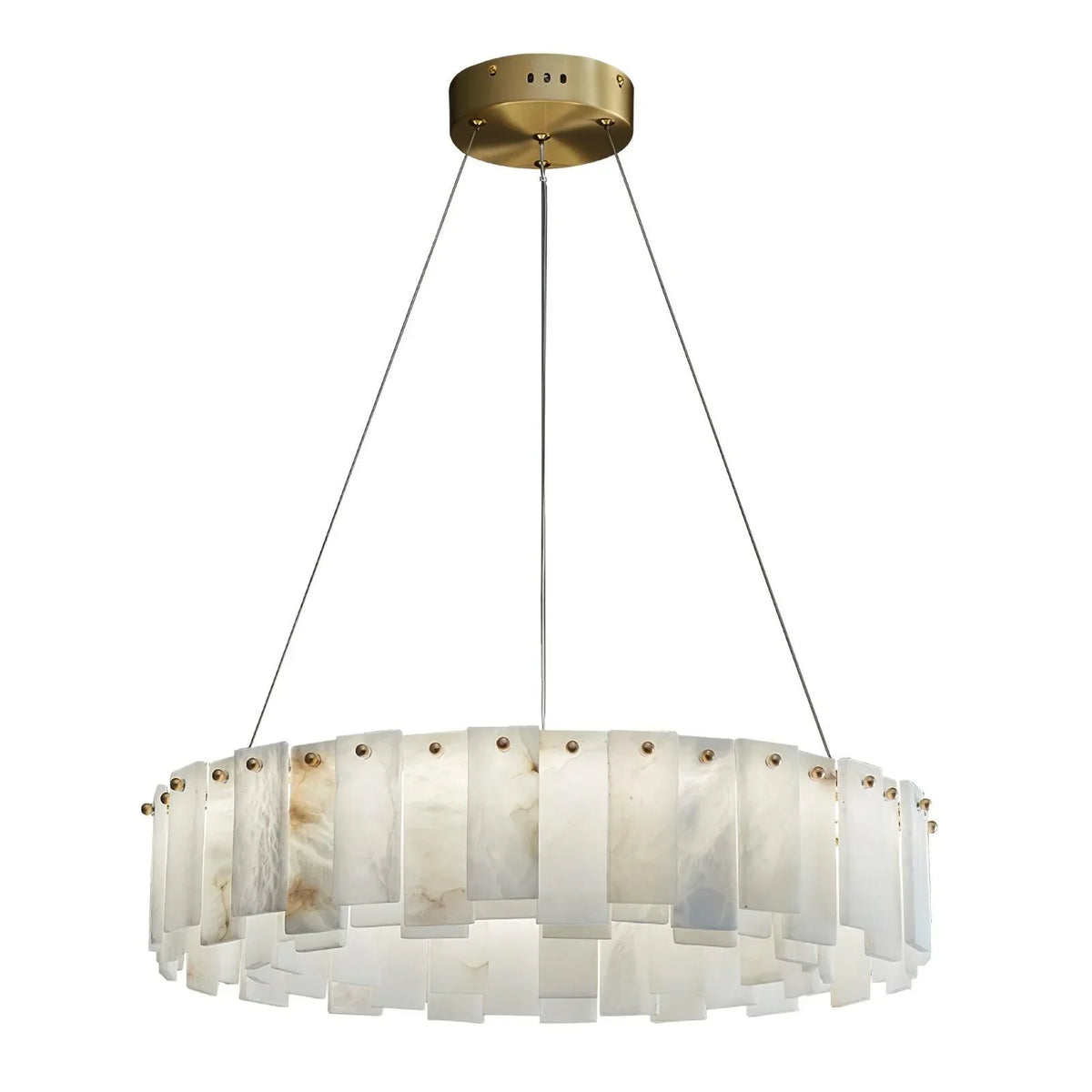Alabaster Ring Chandelier for Dining Room | Brass Frame 18 24 31 or 39 Inch Wide 5.5 Profile Casalola Lights Luxury