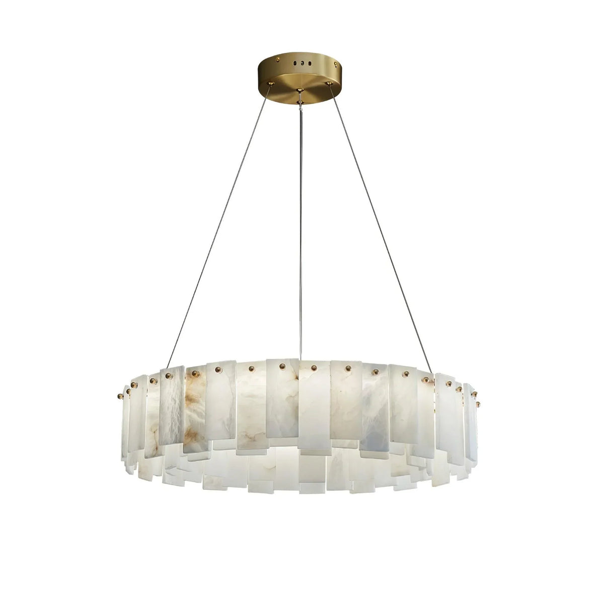 Alabaster Ring Chandelier for Dining Room | Brass Frame 18 24 31 or 39 Inch Wide 5.5 Profile Casalola Lights Luxury