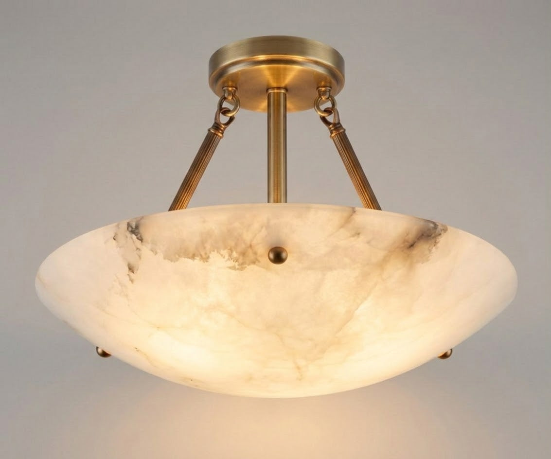 Alabaster Semi Flush Mount Ceiling Light for Dining Room | Spanish 12 to 31 Inch Six Sizes Casalola Lights Luxury Lamps