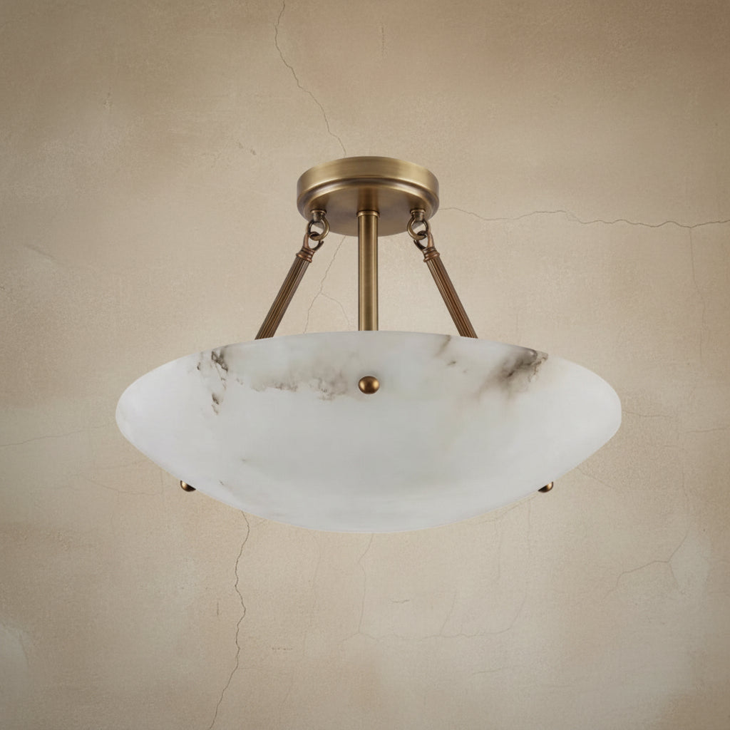 Alabaster Semi Flush Mount Ceiling Light for Dining Room | Spanish 12 to 31 Inch Six Sizes Casalola Lights Luxury Lamps