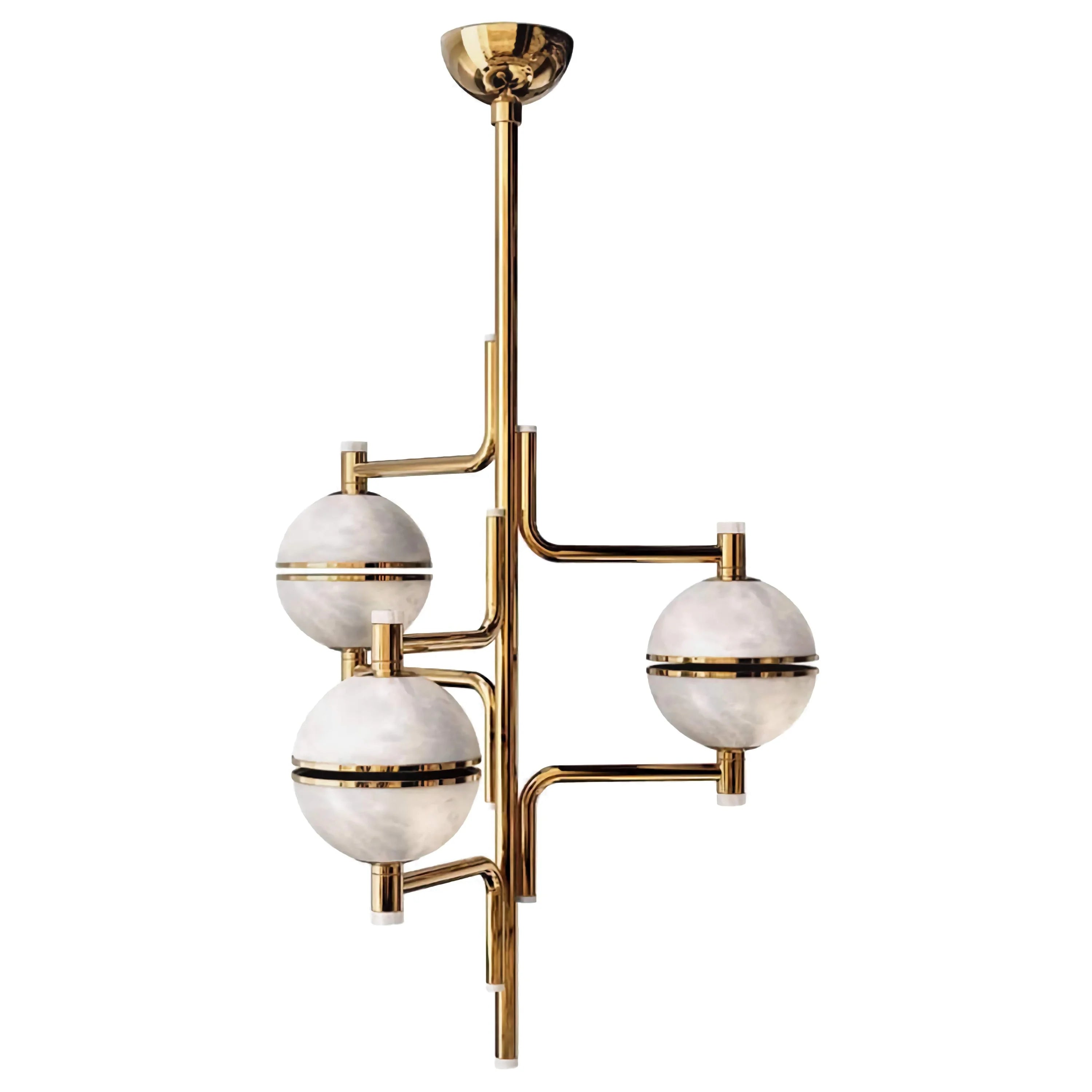 Hand-carved alabaster orb and brass detail