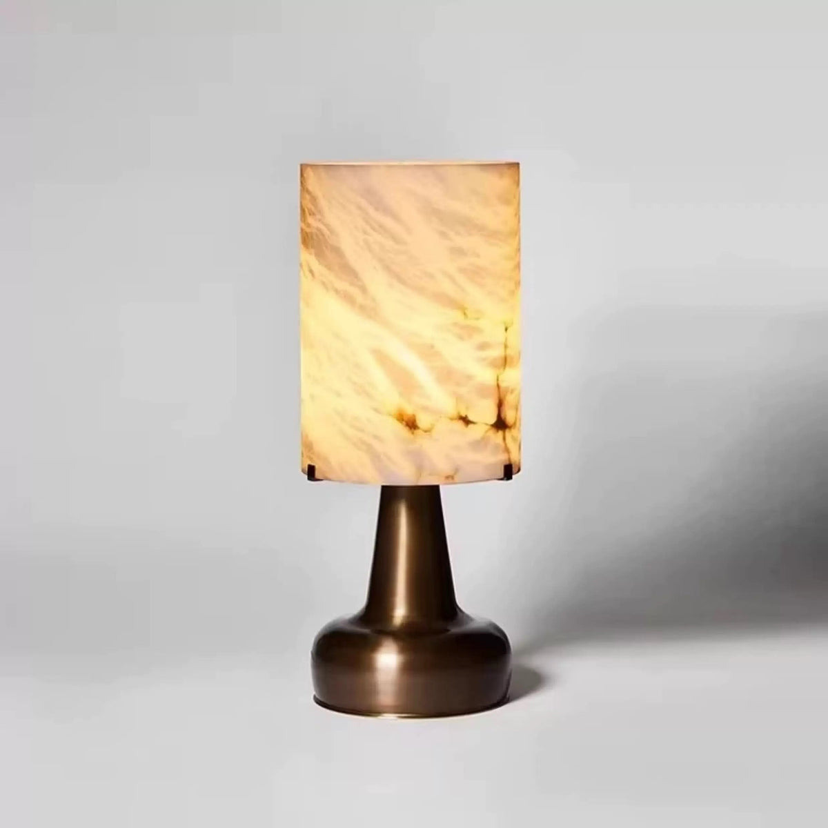 Alabaster Cylinder Table Lamp for Bedside and Console | Bronze Base Mid-century 48 Cm Casalola Lights Luxury Lamps