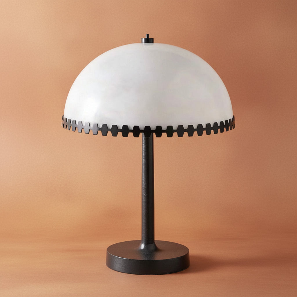 Alabaster Table Lamp for Bedside and Console | Blackened Steel Trim Japandi 43 Cm Casalola Lights Luxury Lamps Interior