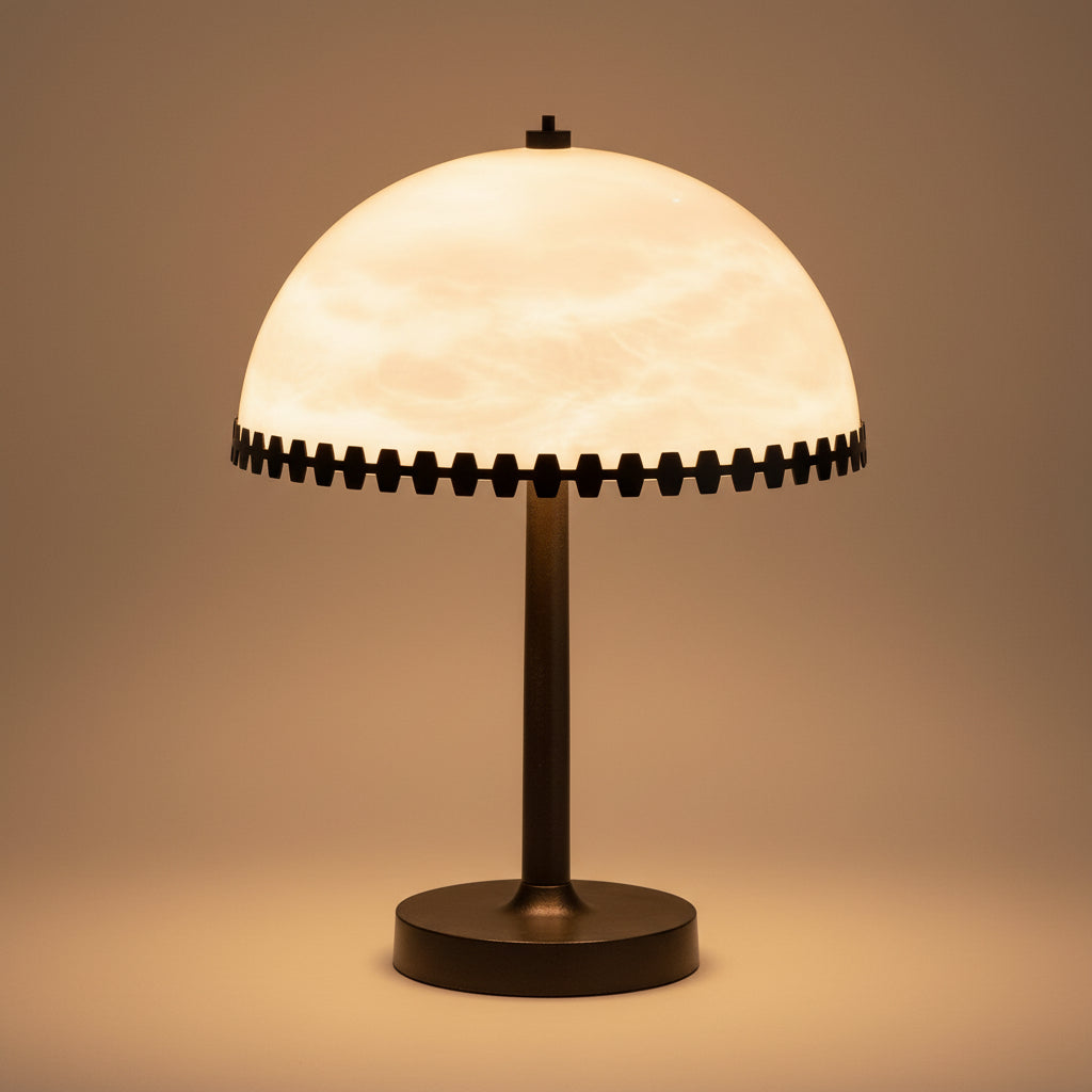 Alabaster Table Lamp for Bedside and Console | Blackened Steel Trim Japandi 43 Cm Casalola Lights Luxury Lamps Interior
