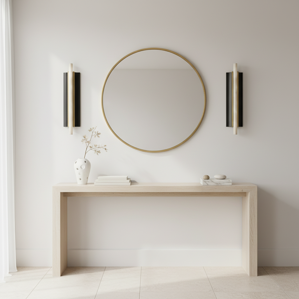 Genuine Alabaster Tube Wall Sconce Brass | 50 or 75cm Bedside Pair Tall Hallway Light 2700k Built in Casalola Lights