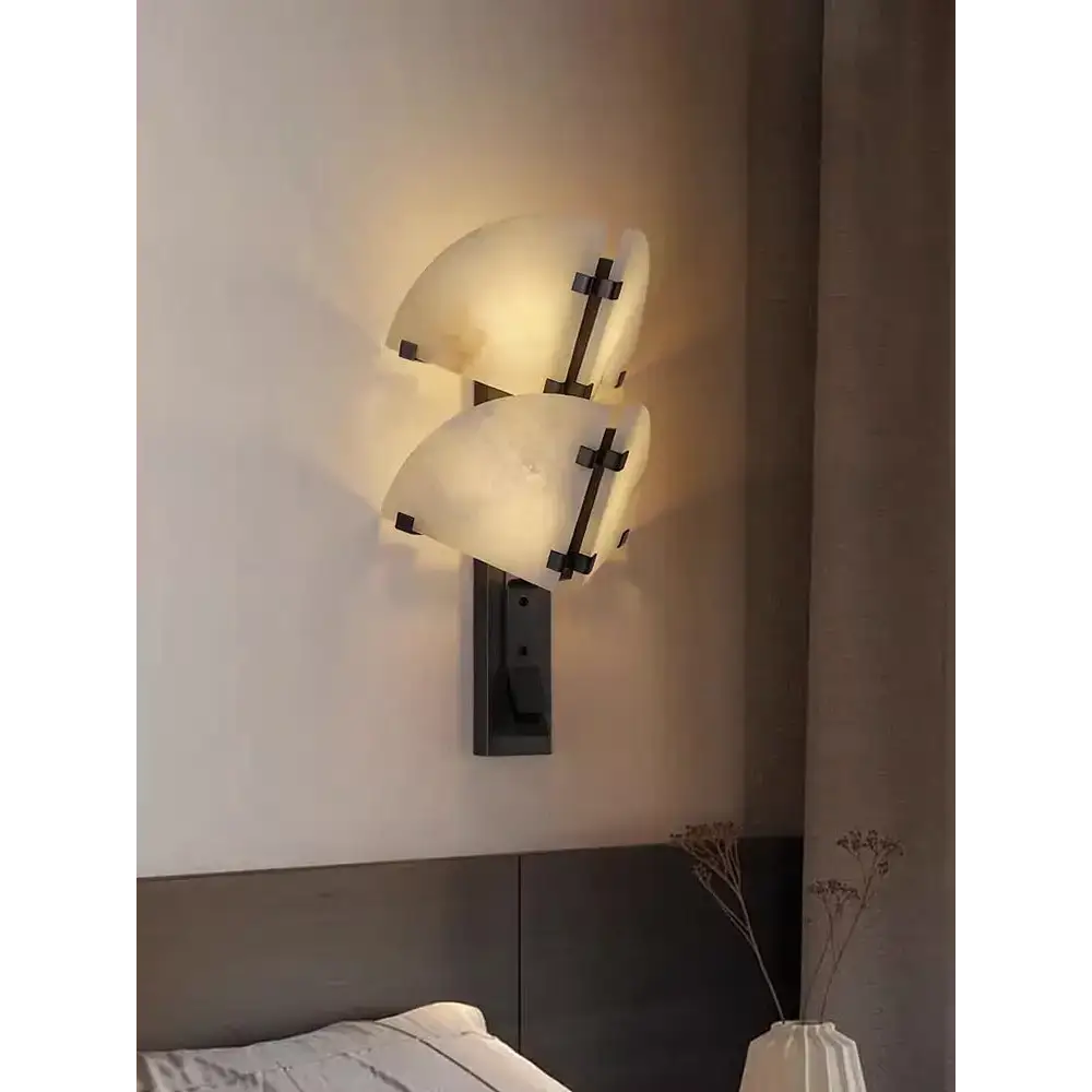 Alabaster Half-dome Wall Sconce | Italian Bedside Accent Light - Sconces