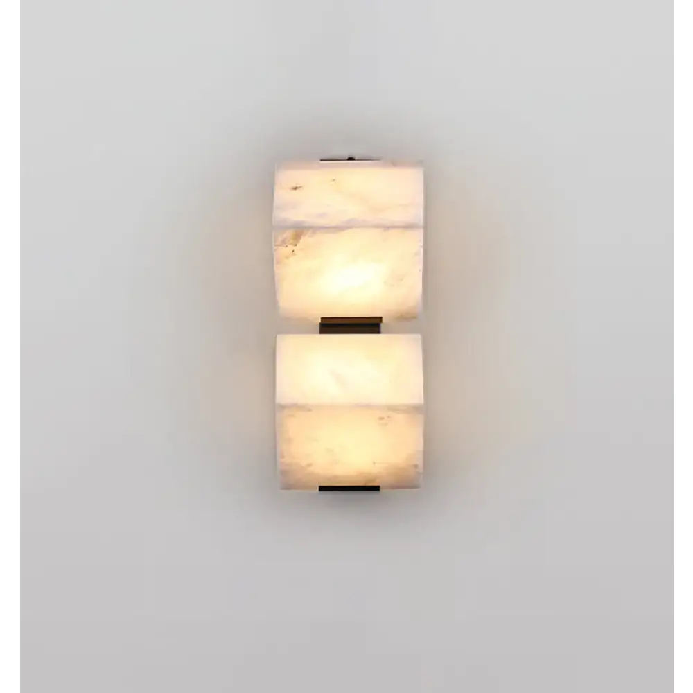 Cubist Alabaster Wall Sconce | Vintage French Accent Lighting - Sconces