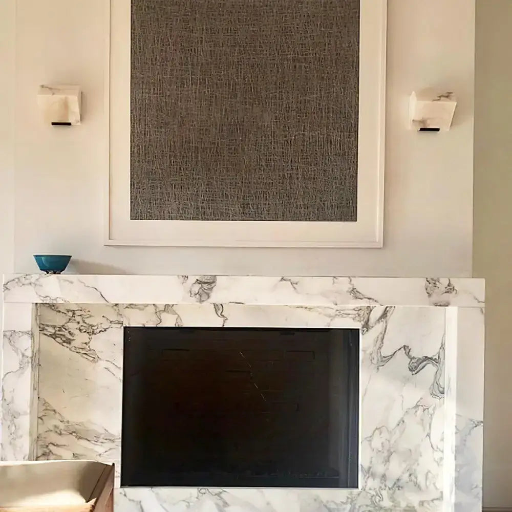 Cubist Alabaster Wall Sconce | Vintage French Accent Lighting - Sconces
