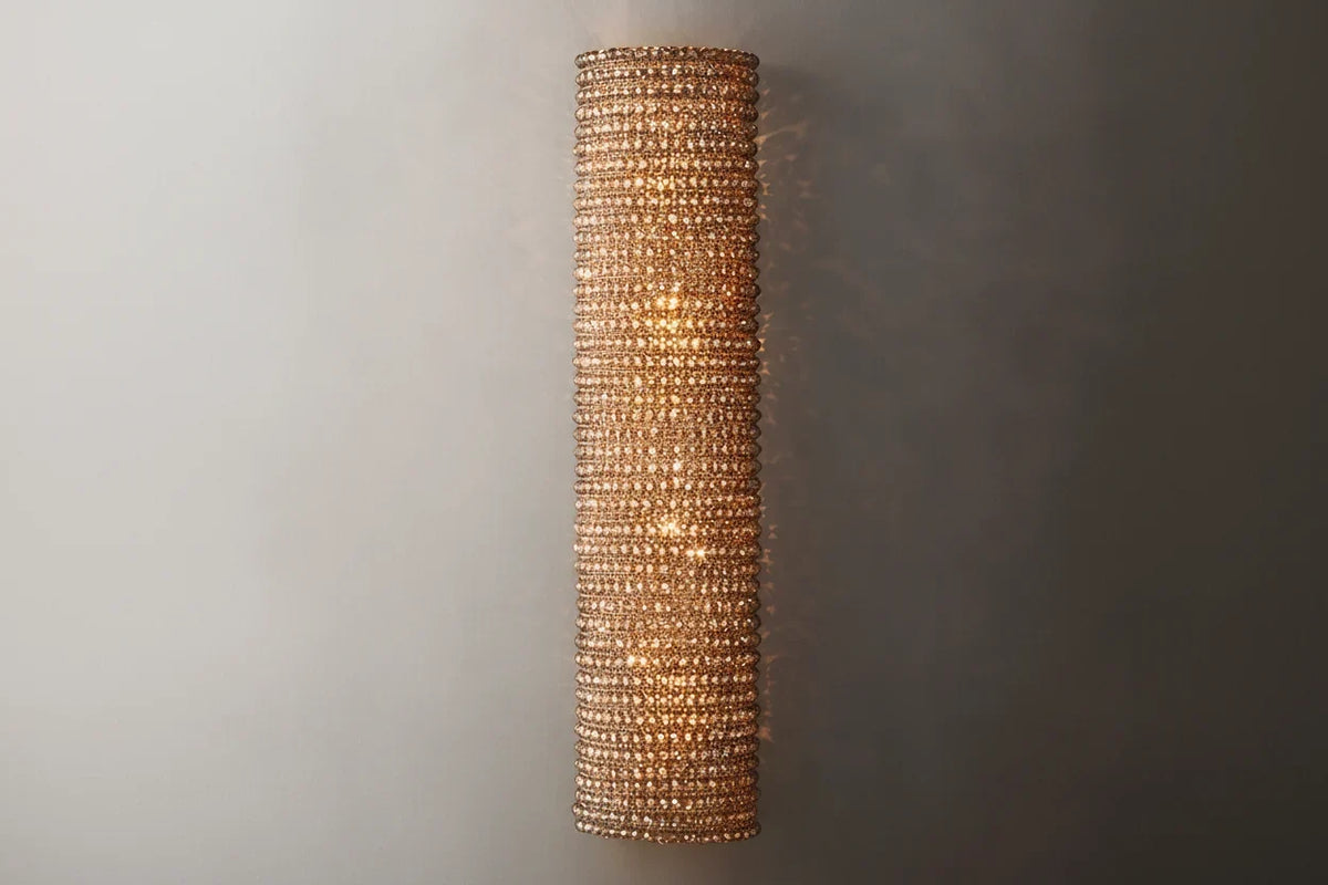 Amber Crystal Column Wall Sconce | Art Deco Hallway Light Dining Room Pair 53 or 90cm Warm Glow Casalola Lights Luxury