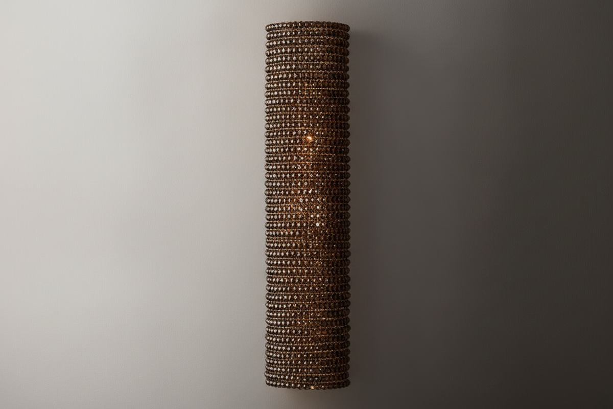 Amber Crystal Column Wall Sconce | Art Deco Hallway Light Dining Room Pair 53 or 90cm Warm Glow Casalola Lights Luxury