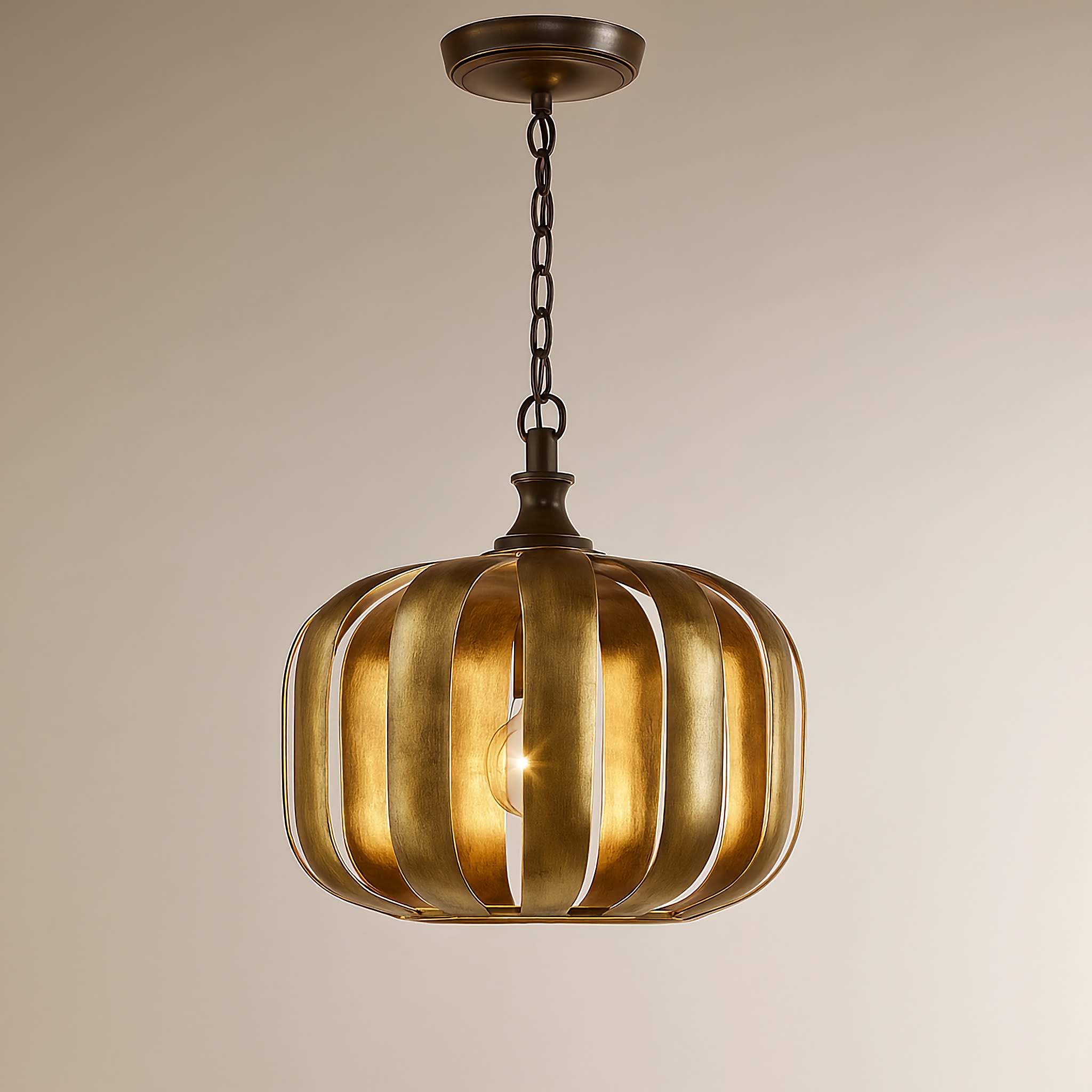 Patinated Brass Pendant Light | Sculptural Ceiling Fixture for Modern Interiors