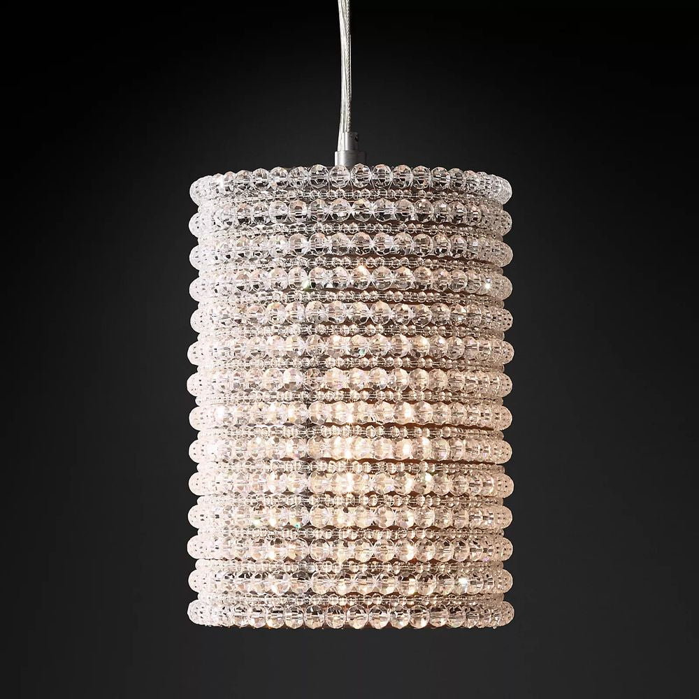 K9 Crystal & Solid Copper Silver Pendant Light | Art Deco Glamour Cylinder Casalolalights Luxury Lamps for Interior