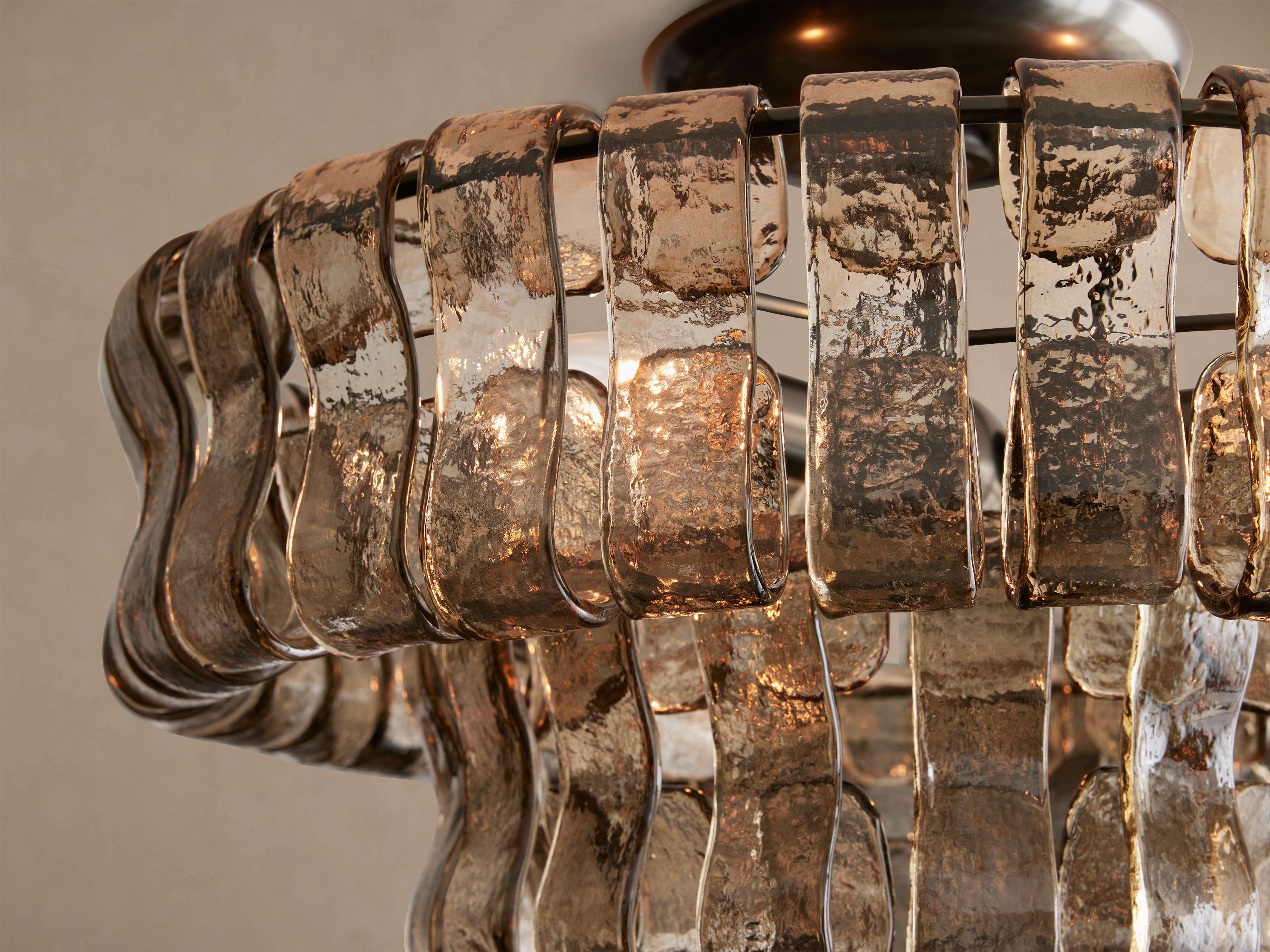 Curved Textured Glass Panel Pendant Chandelier in Brass or Bronze Dining Room Entryway Ceiling Light Casalolalights