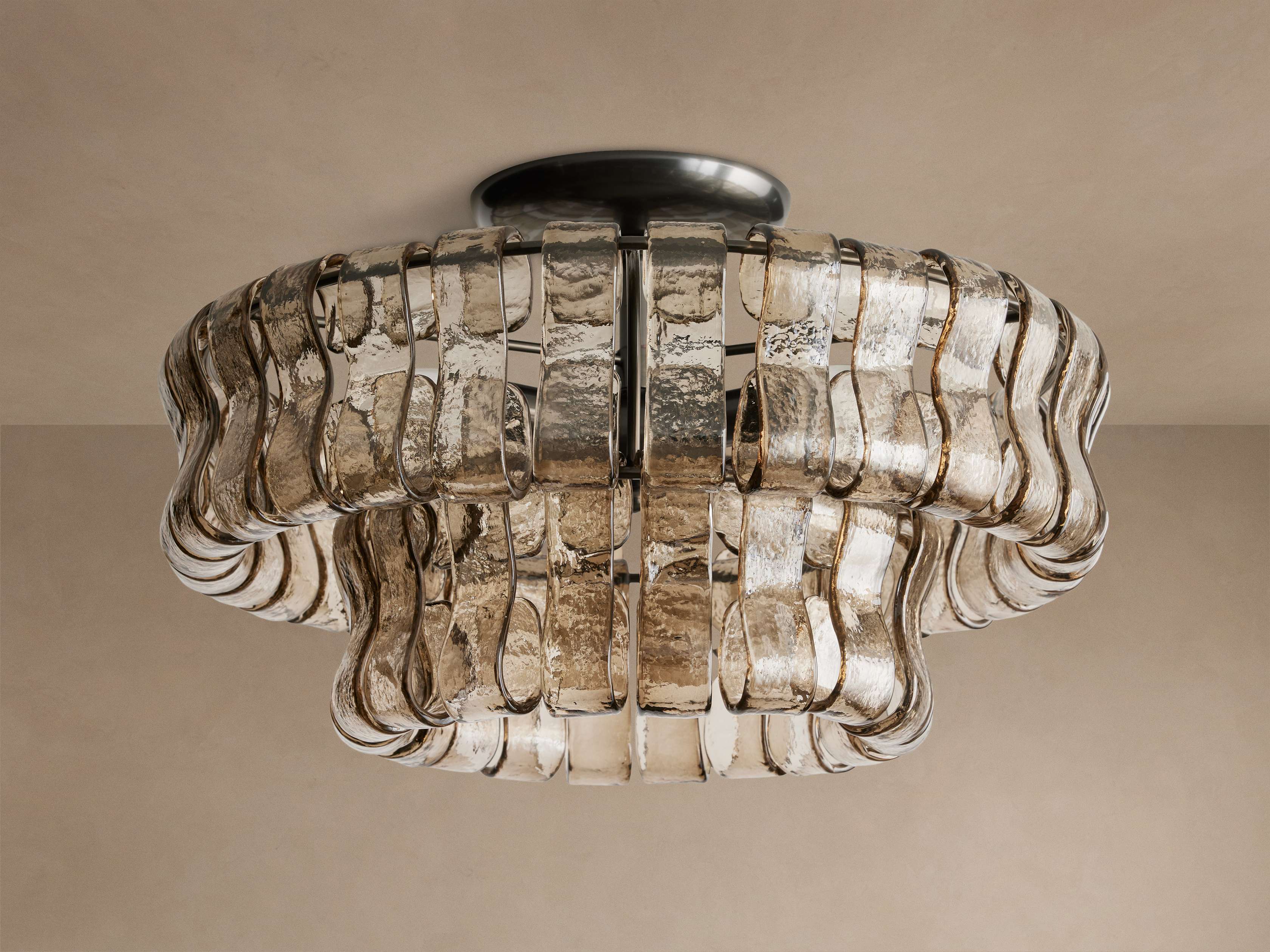 Curved Textured Glass Panel Pendant Chandelier in Brass or Bronze Dining Room Entryway Ceiling Light Casalolalights
