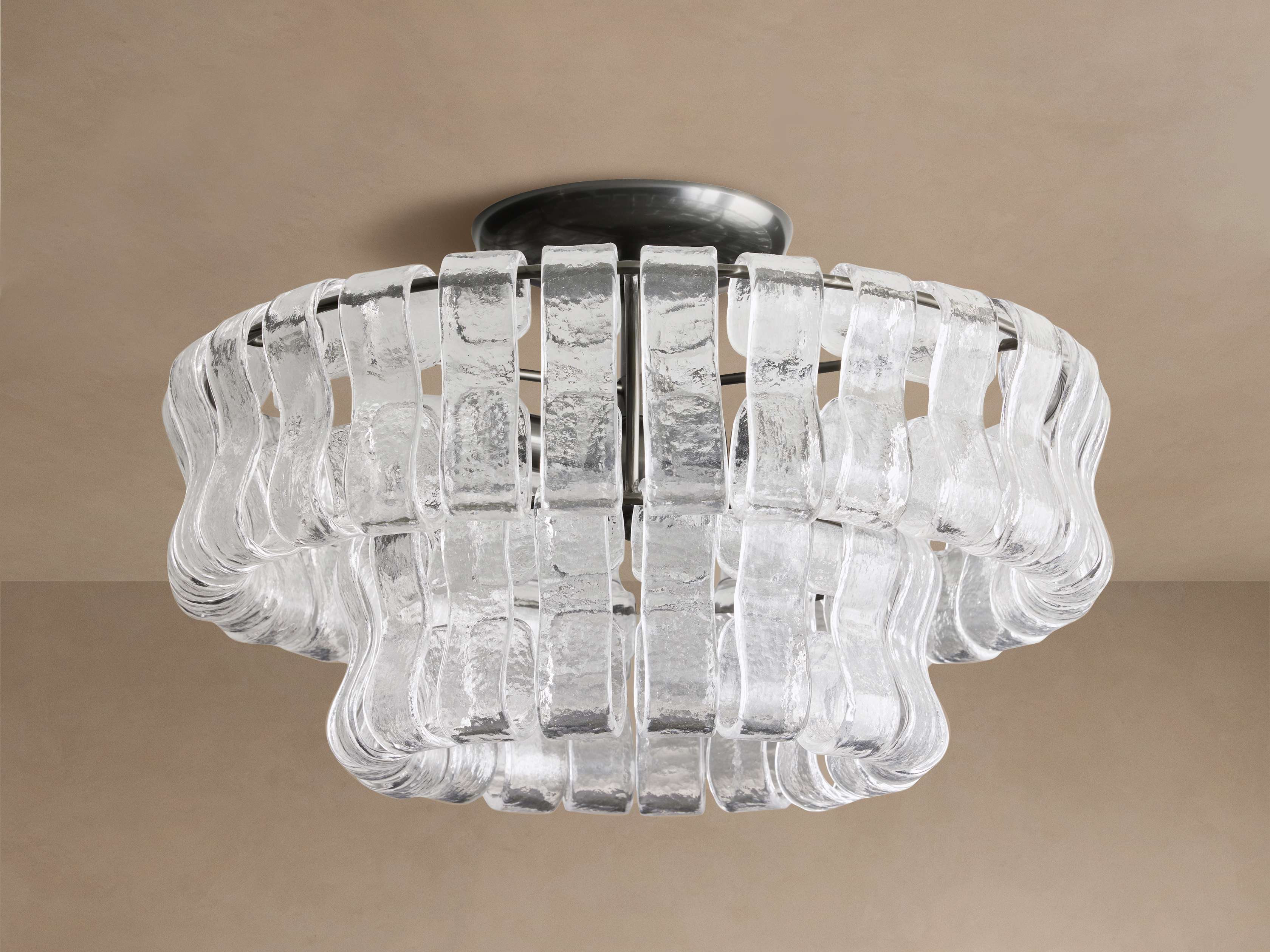 Art Deco Curved Glass Panel Semi Flush Ceiling Light in Brass or Bronze Dining Room Entryway Fixture Casalolalights