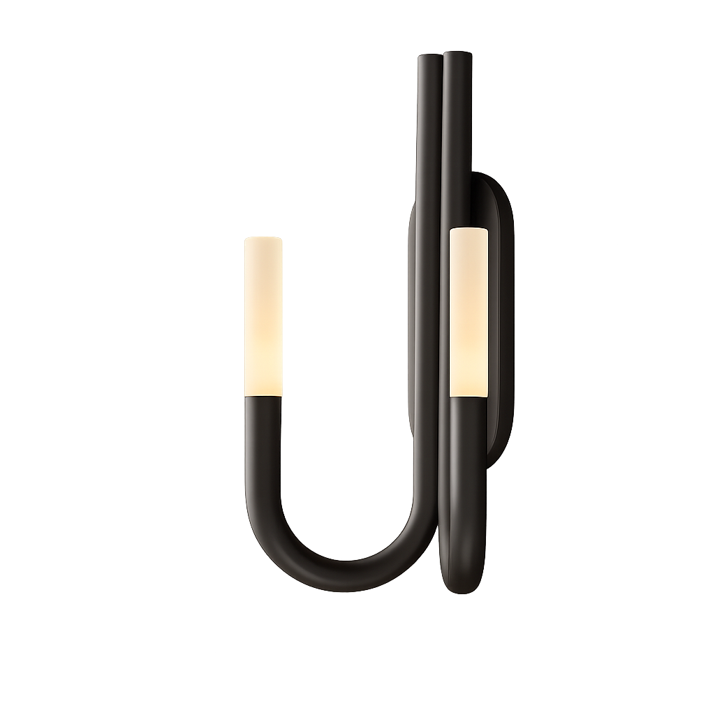 Double Tube Brass Wall Sconce with Frosted Glass – Modern U-shape Light for Bedroom Hallway or Bathroom Casalolalights