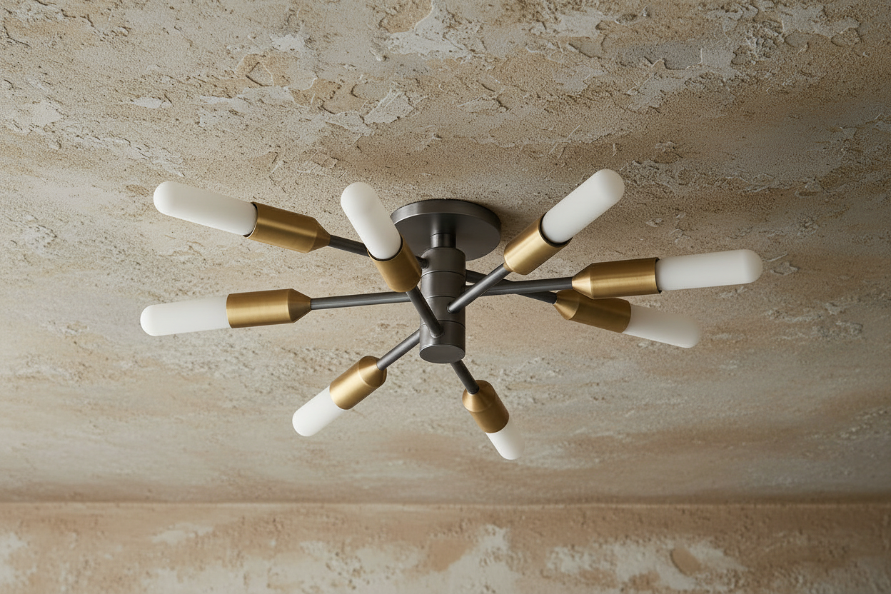 Black and Brass Modern Flush Mount Chandelier – 8 Light Sputnik Semi Ceiling Fixture Casalolalights Luxury Lamps