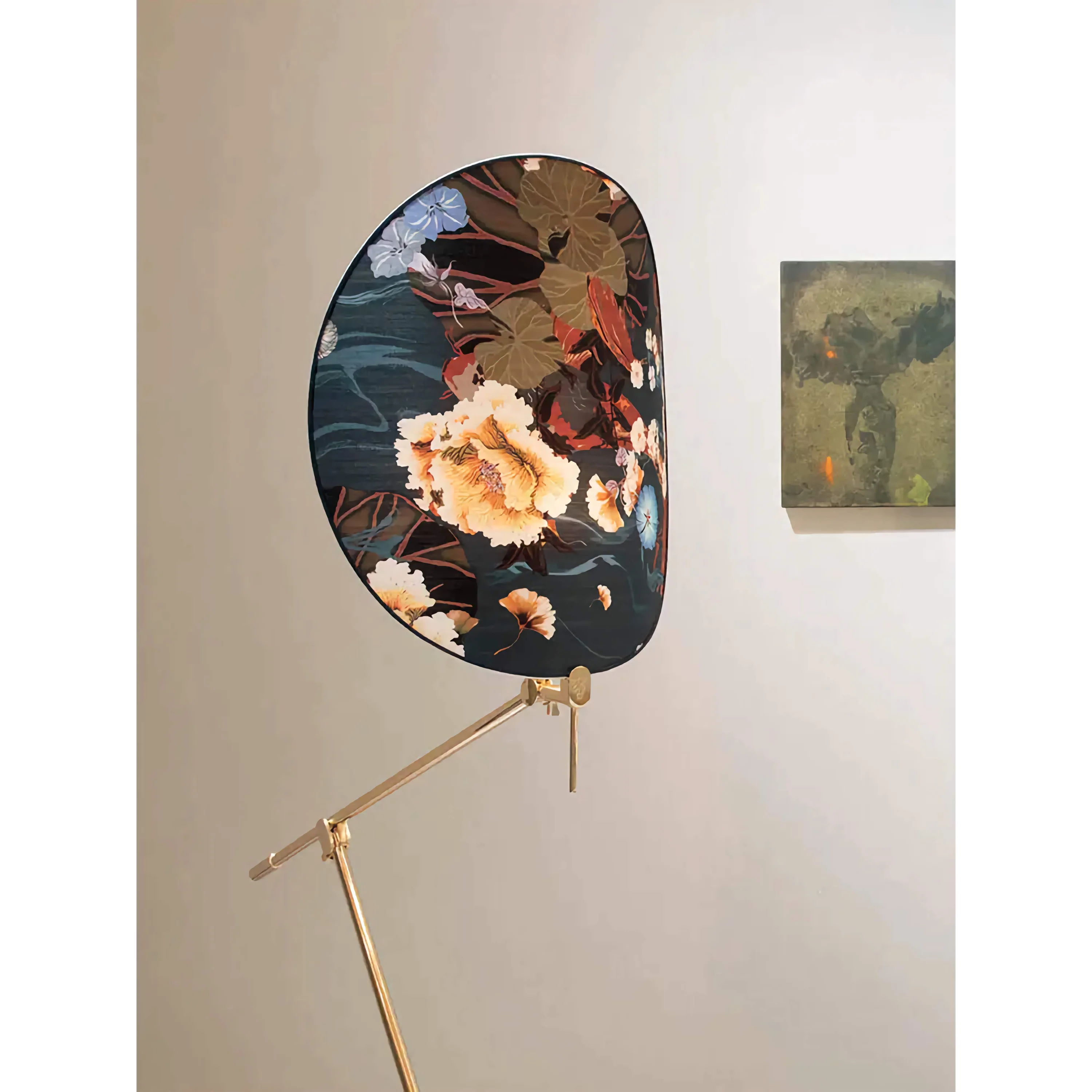 Akira Brass Floral Screen Art Deco Floor Lamp | Kyoto Atelier Hana Adjustable Ul-listed Led-ready