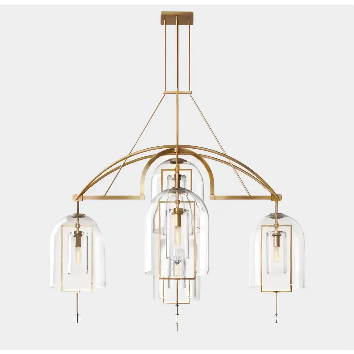 Brass or Black Steel & Glass Chandelier | Art Deco Domes 80cm to 140cm Dining Foyer Casalolalights Luxury Lamps