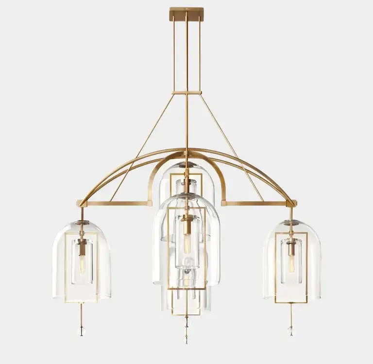 Art Deco Glass and Copper Chandelier for Living Room | Gold & Black Finish | Casalola Lights - Chandeliers
