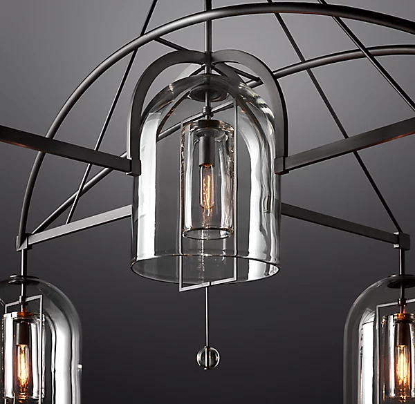 Art Deco Glass and Copper Chandelier for Living Room | Gold & Black Finish | Casalola Lights - Chandeliers