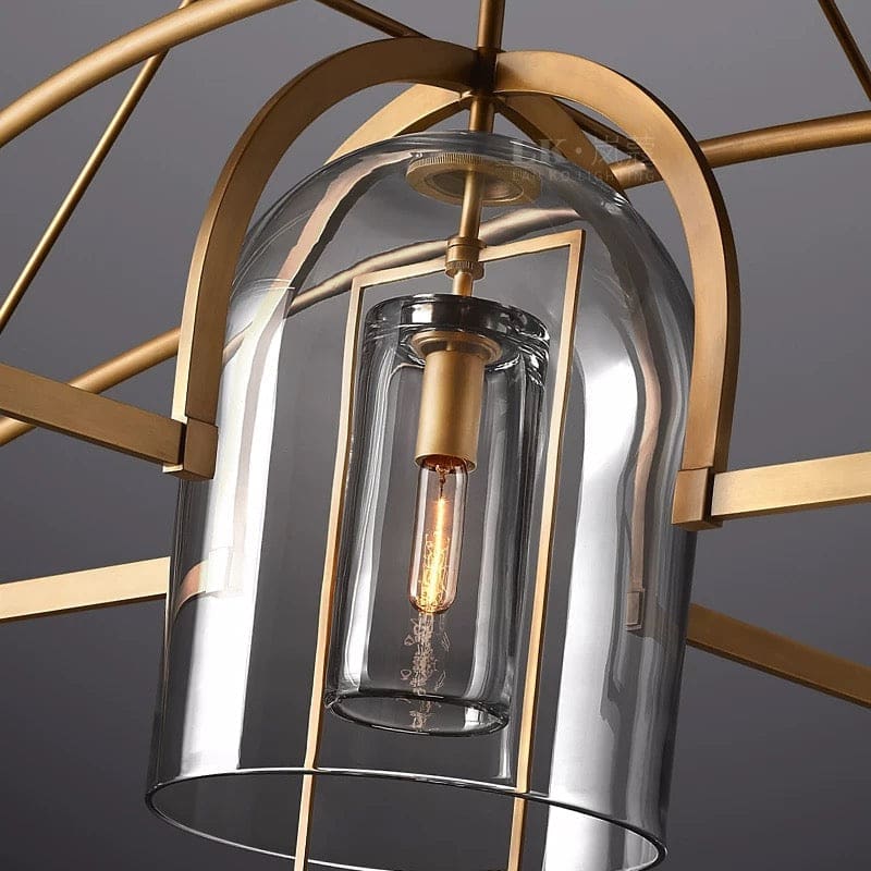 Art Deco Glass and Copper Chandelier for Living Room | Gold & Black Finish | Casalola Lights - Chandeliers
