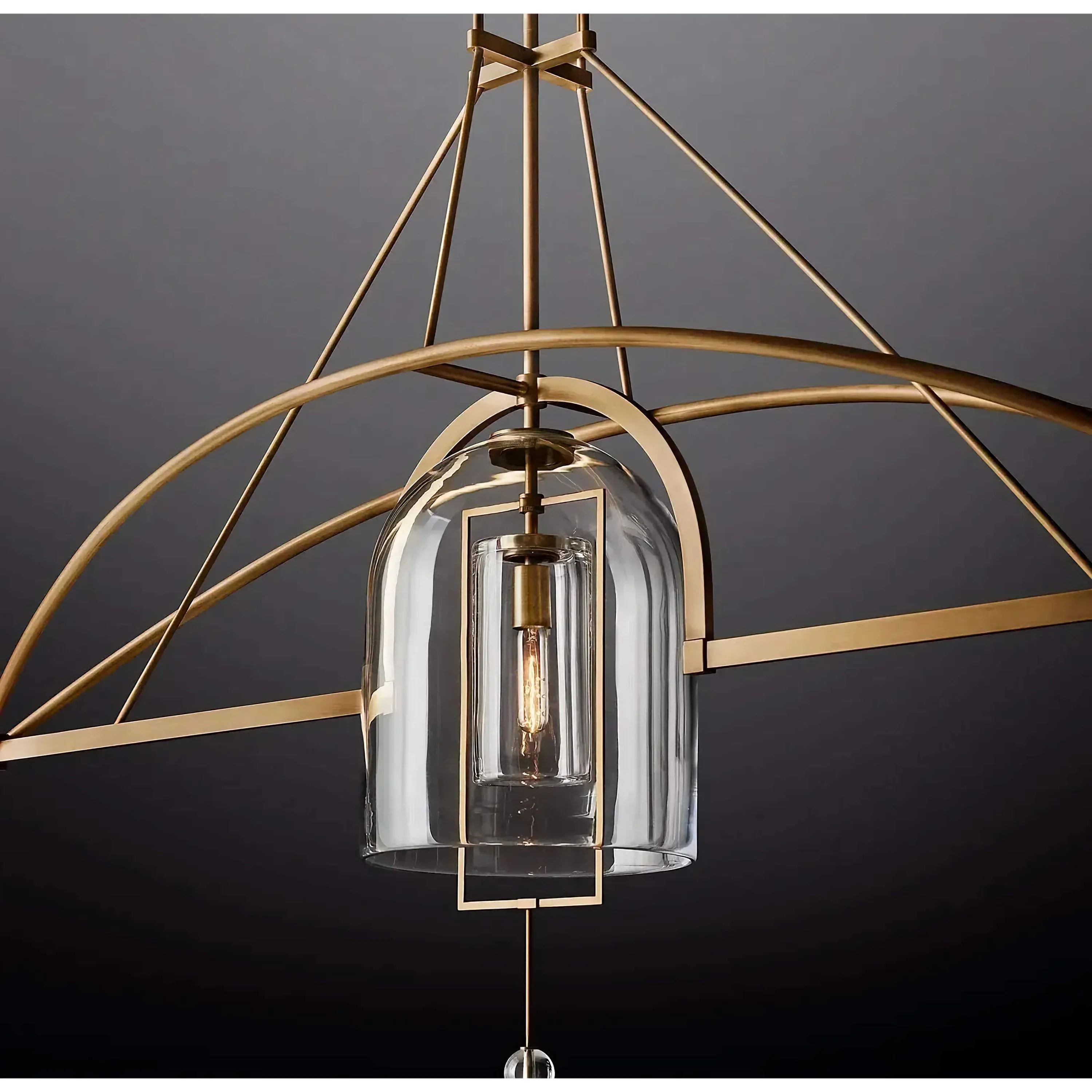 Art Deco Glass and Copper Chandelier for Living Room | Gold & Black Finish | Casalola Lights