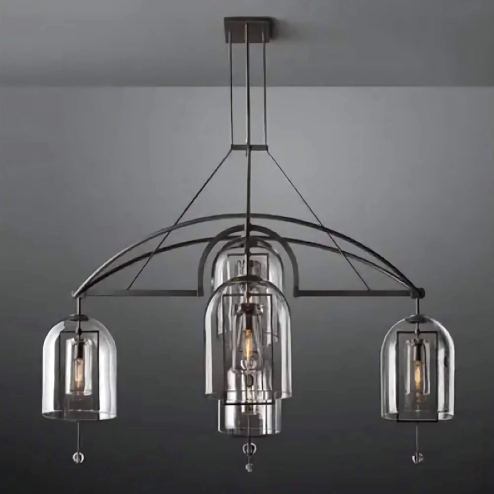 Art Deco Glass and Copper Chandelier for Living Room | Gold & Black Finish | Casalola Lights