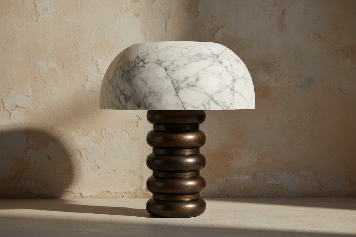 Art Deco Marble Floor Lamp with Bronze-finish Base | Luxury Table Lamps for Console Living Room Bedroom Casalolalights