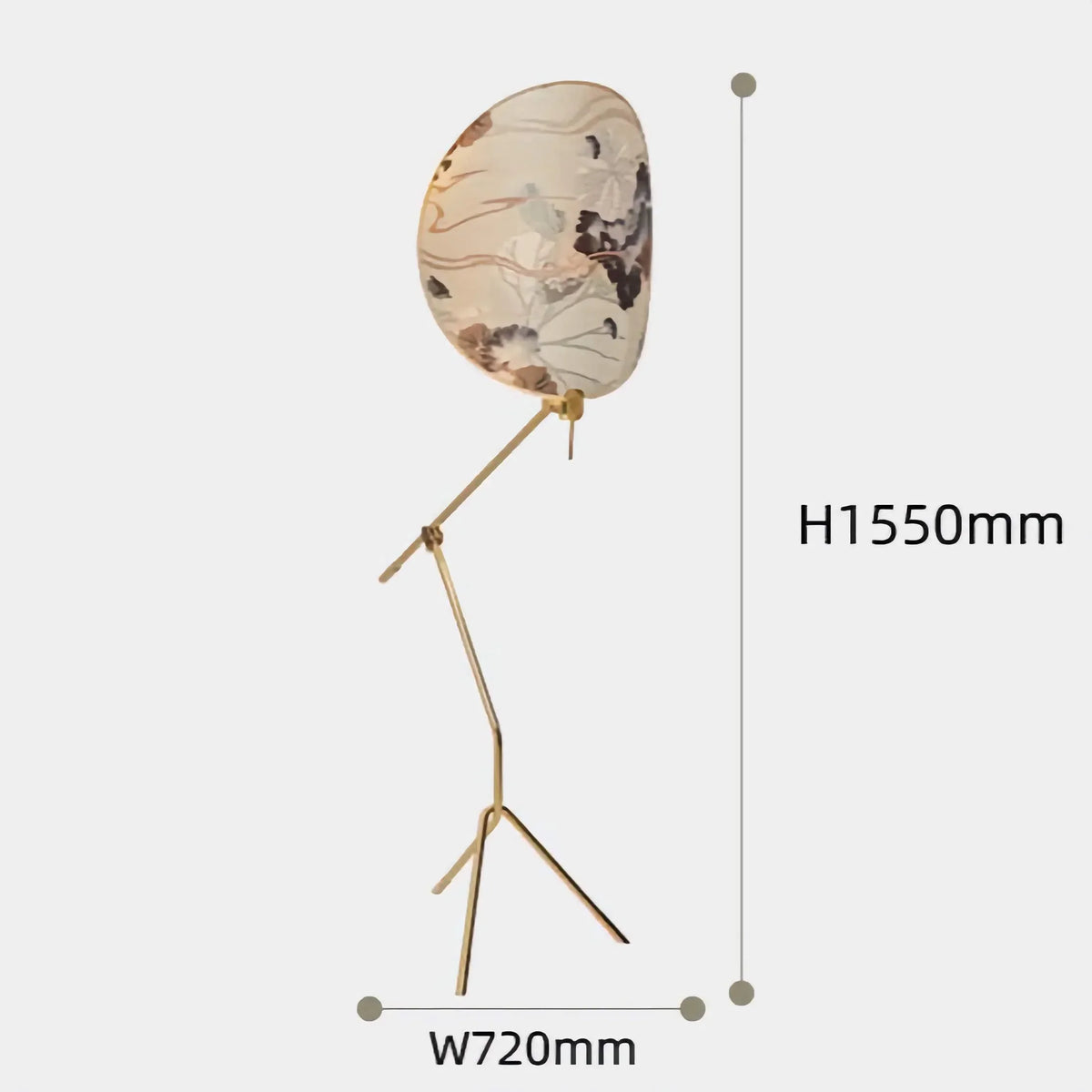 White Floral Floor Lamp Brass-finish Iron | Reading-corner Light Art Deco Wide Fabric Shade Casalola Lights Luxury