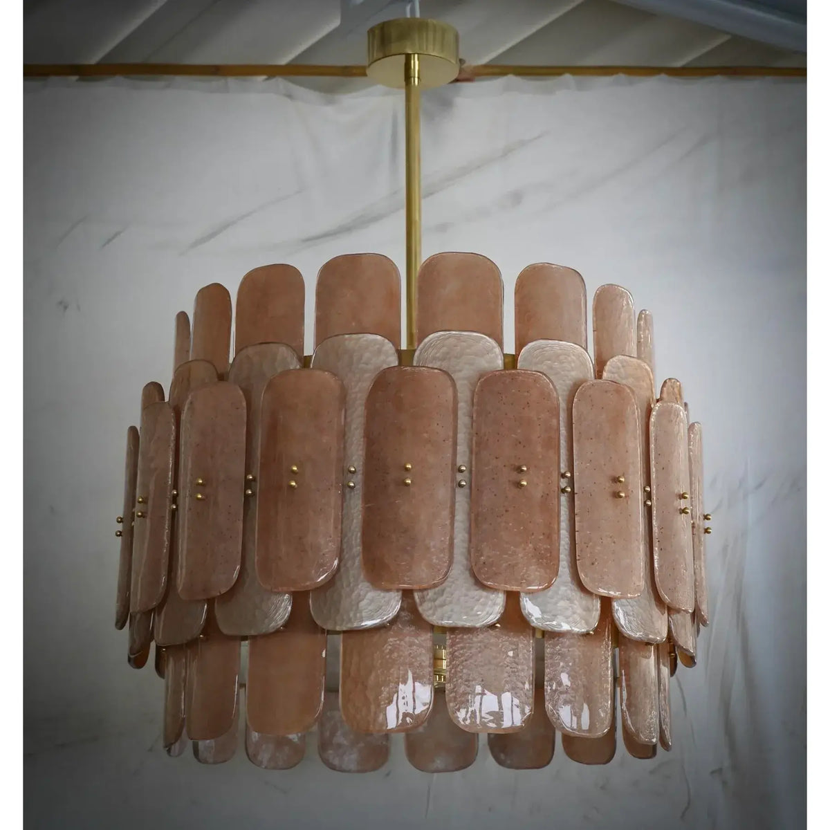Vertical Glass & Brass Staircase Chandelier for Two-story Foyer | Long Drop Art Deco Entryway Casalolalights Luxury