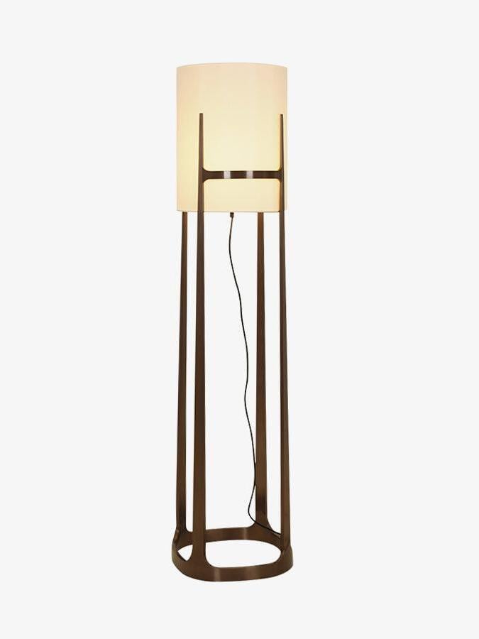 Blackened Iron Floor Lamp Architectural Minimalist Open Frame Linen Drum Shade 162.5cm Casalolalights Luxury Lamps